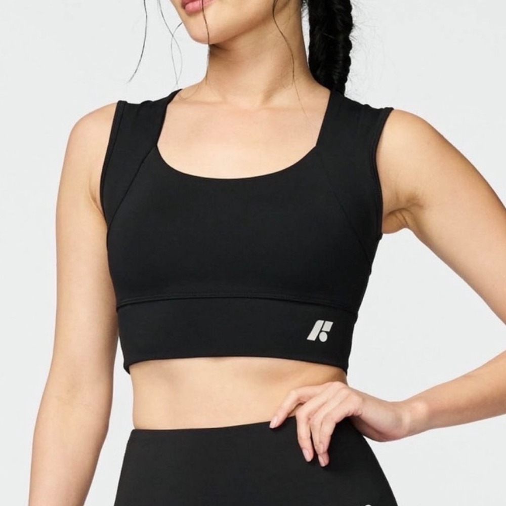 Forme Power Sports Bra Black Posture Correcting Mesh Back Top - Medium